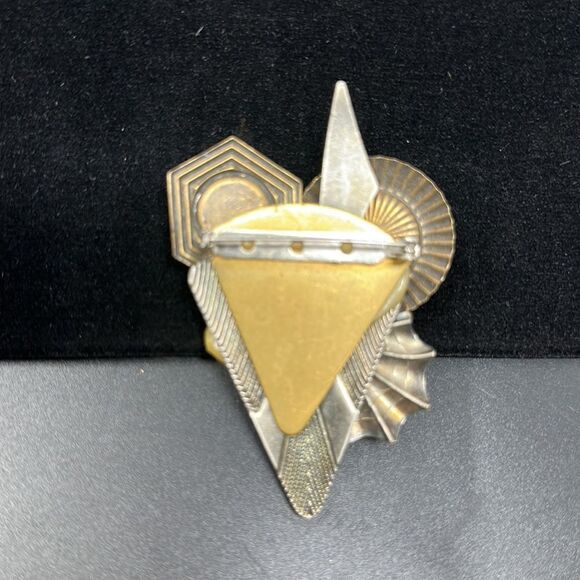 Unique different metal and stones brooch - Picture 2 of 2